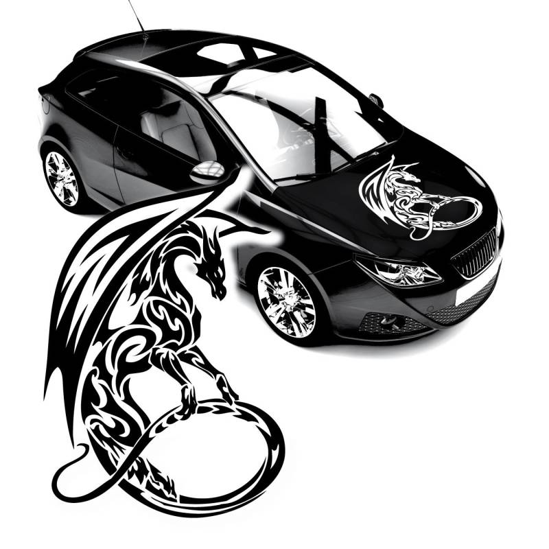 Drachen Aufkleber Motorhaube Cartattoo chinesicher Drachen Fabelwesen Sticker Dragon |KB226 von Klebe-X