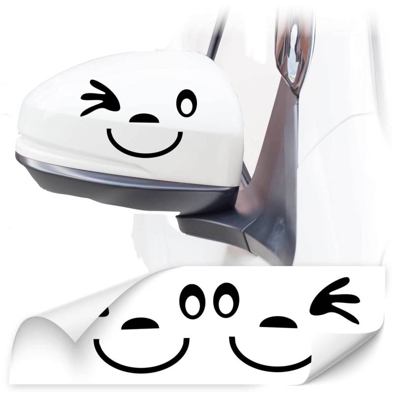 Gesicht Autoaufkleber *** 2er Set *** Aufkleber für Auto Spiegel Außenspiegel Smile |KB801 von Klebe-X