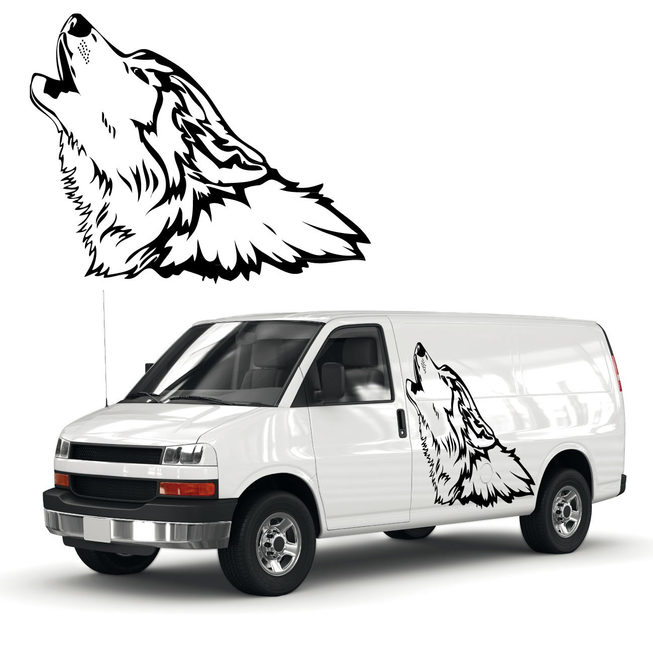 Klebe-X Heulender Wolf Autoaufkleber Schöne Tiermotive als Tattoo für das Fahrzeug Wölfe Sticker |KB211V2 von Klebe-X