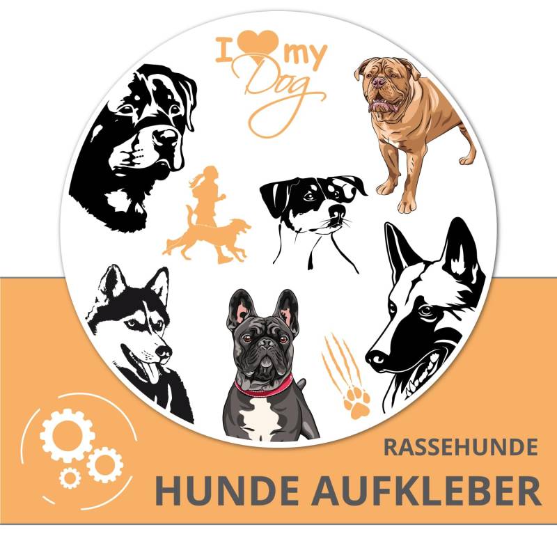 Klebe-X Hunde Autoaufkleber und Autotattoo Personalisierte Hunde Aufkleber als Hundeaufkleber - Rassehunde - Druck & Plot - Hundepfote & Co Wunschtext Eigener Hundename | Konfigurator von Klebe-X