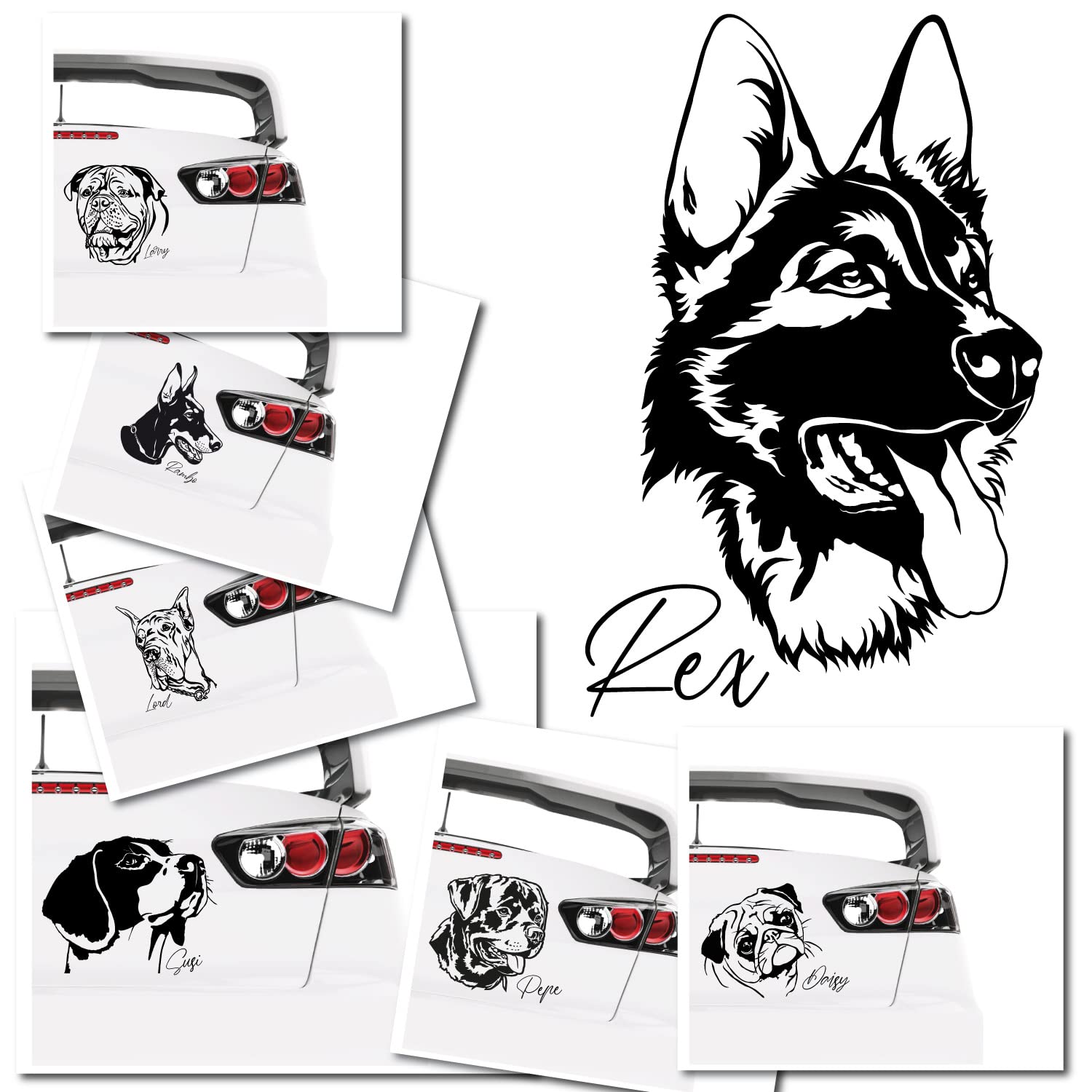 Klebe-X Rassehunde Autoaufkleber Hunde | große Motivauswahl | einfache Konfiguration Hund Autoaufkleber | Größe S von Klebe-X