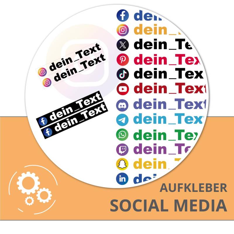 Klebe-X Social Media Aufkleber | nach Wunsch personalisiert Instagram, Facebook, TikTok, YouTube, X - Wunschname Auto Tuning Auto Werbung - Autoaufkleber von Klebe-X