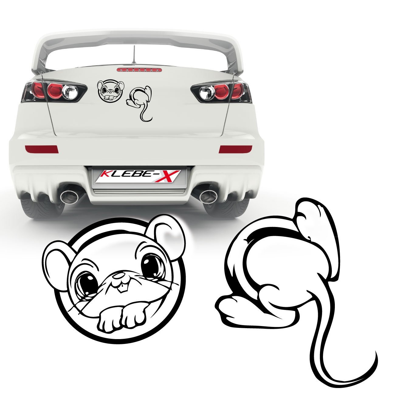 Maus im Loch Autoaufkleber Sticker Folienplot Tiermotive lustige Cartattoos Mouse |KB808 von Klebe-X