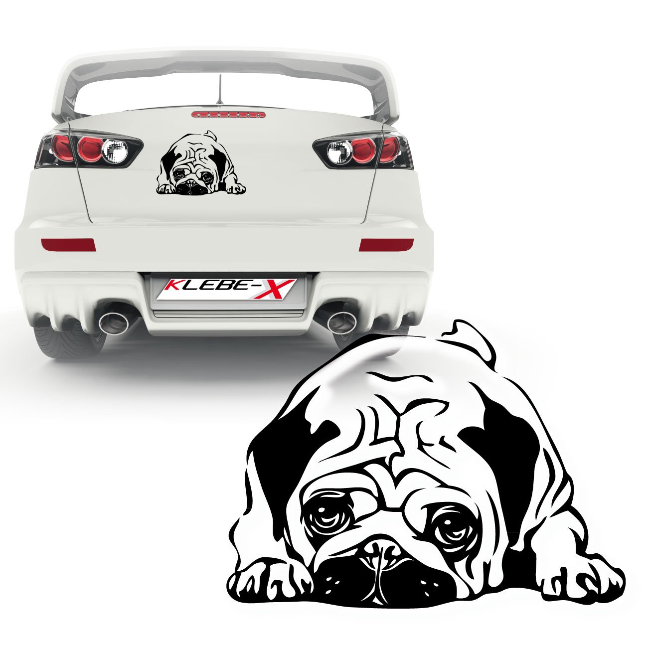 Mops Hundesticker Aufkleber Autotattoo Wanddekoration Hund | KB114 von Klebe-X