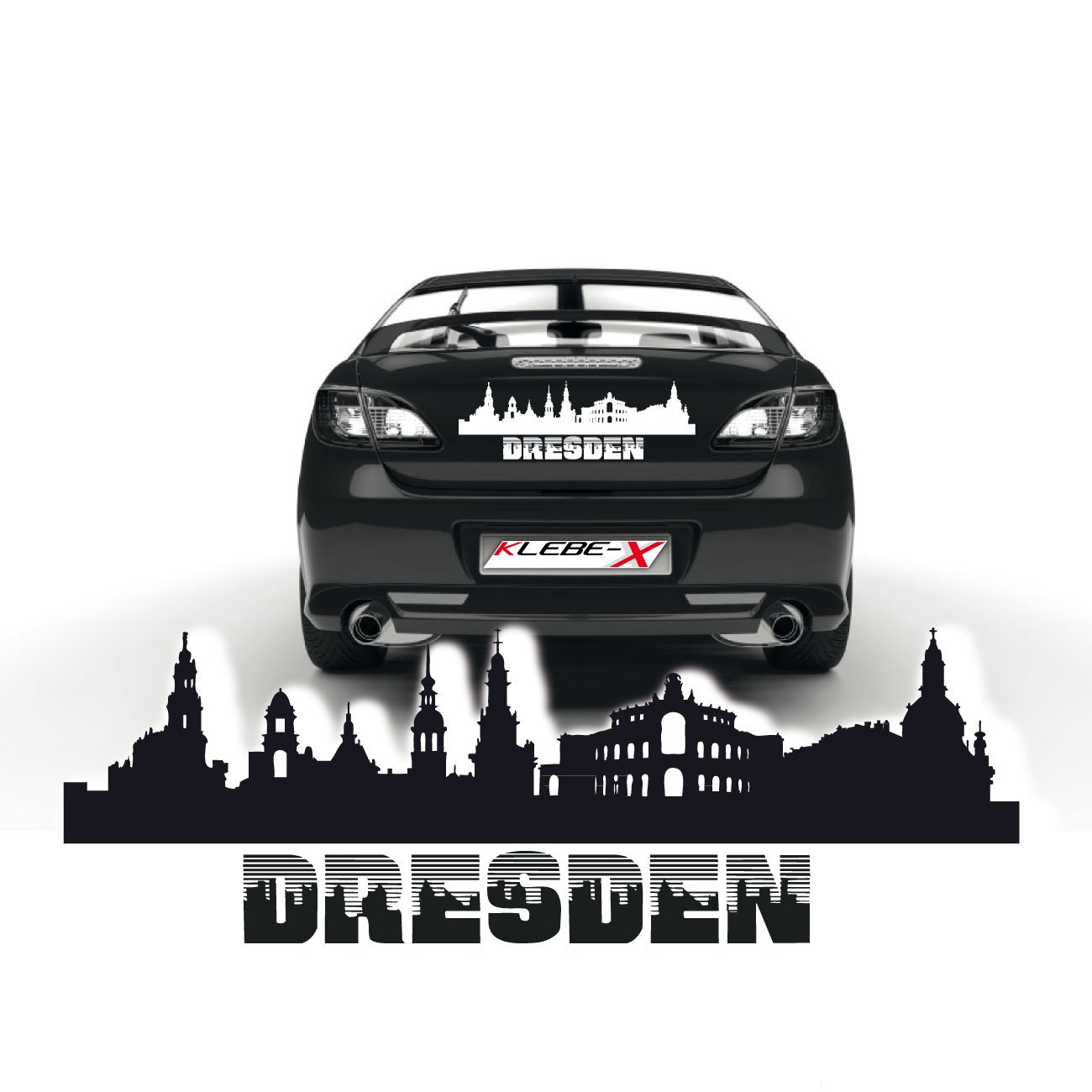 Schriftzug und Skyline Dresden mit der Frauenkirche und Semperoper Auto Tattoo Sticker Aufkleber |SKD015 von Klebe-X