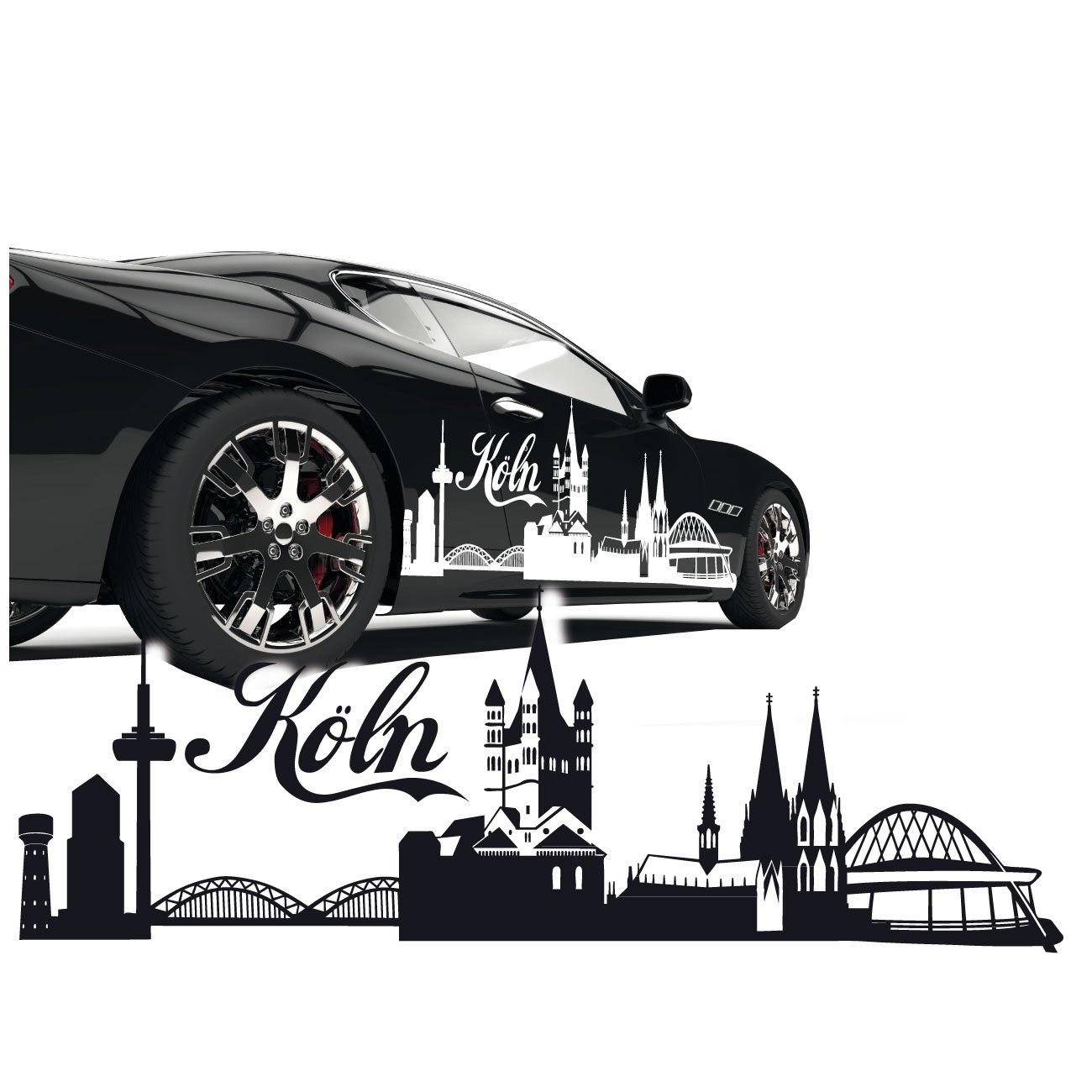 Silhouette Köln Kölner Dom Skyline AUT Aufkleber Sticker Stadt Motive zum Verkleben |SKD020 von Klebe-X