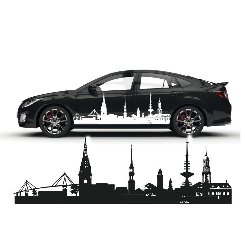 Silhouetten Deutscher Städte Hamburg Skyline als Aufkleber für das Auto Sticker aus Folie geschnitten |SKD009 von Klebe-X