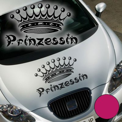 A718 Autoaufkleber "Prinzessin" 60cm x 36cm pink (erhältlich in 49 Farben und 5 Größen) von Klebesüchtig