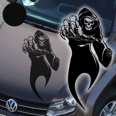 A765 Autoaufkleber "Reaper" Skull 115cm x 60cm schwarz (erhältlich in 49 Farben und 4 Größen) von Klebesüchtig