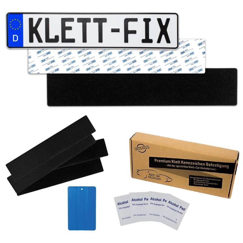 2 x Klett-Car® Auto und Motorrad Kennzeichenhalter Set Rahmenlos - Nummernschildhalterung für alle gängigen KFZ - absolut unsichtbarer Nummernschildhalter - Kennzeichen Halterung unsichtbar von Klett-Car