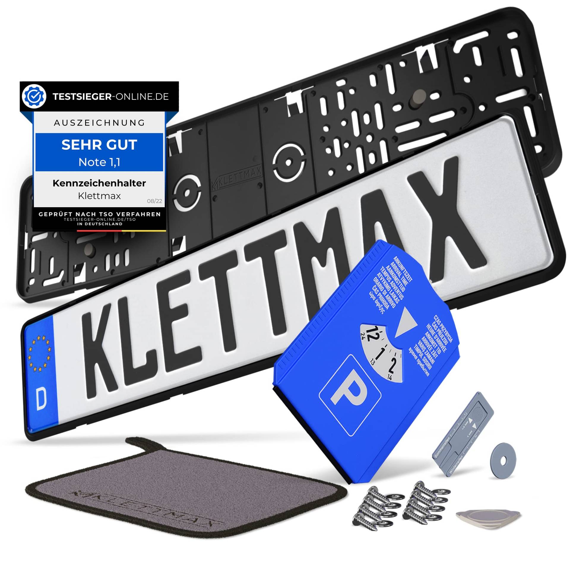 KLETTMAX® 2X Kennzeichenhalterung Rahmenlos | Nummernschildhalterung für Autos | Nummernschildhalter | für Kfz Kennzeichen |Nicht für Österreich & 3D Kennzeichen von Klettmax