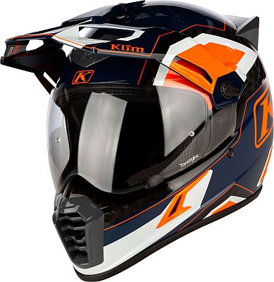 Klim Krios Pro Rally, Integralhelm - Dunkelblau/Schwarz/Weiß/Orange - L von Klim