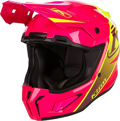 Klim T1 Freeride Descent, Motocrosshelm - Neon-Pink/Neon-Gelb - XS von Klim