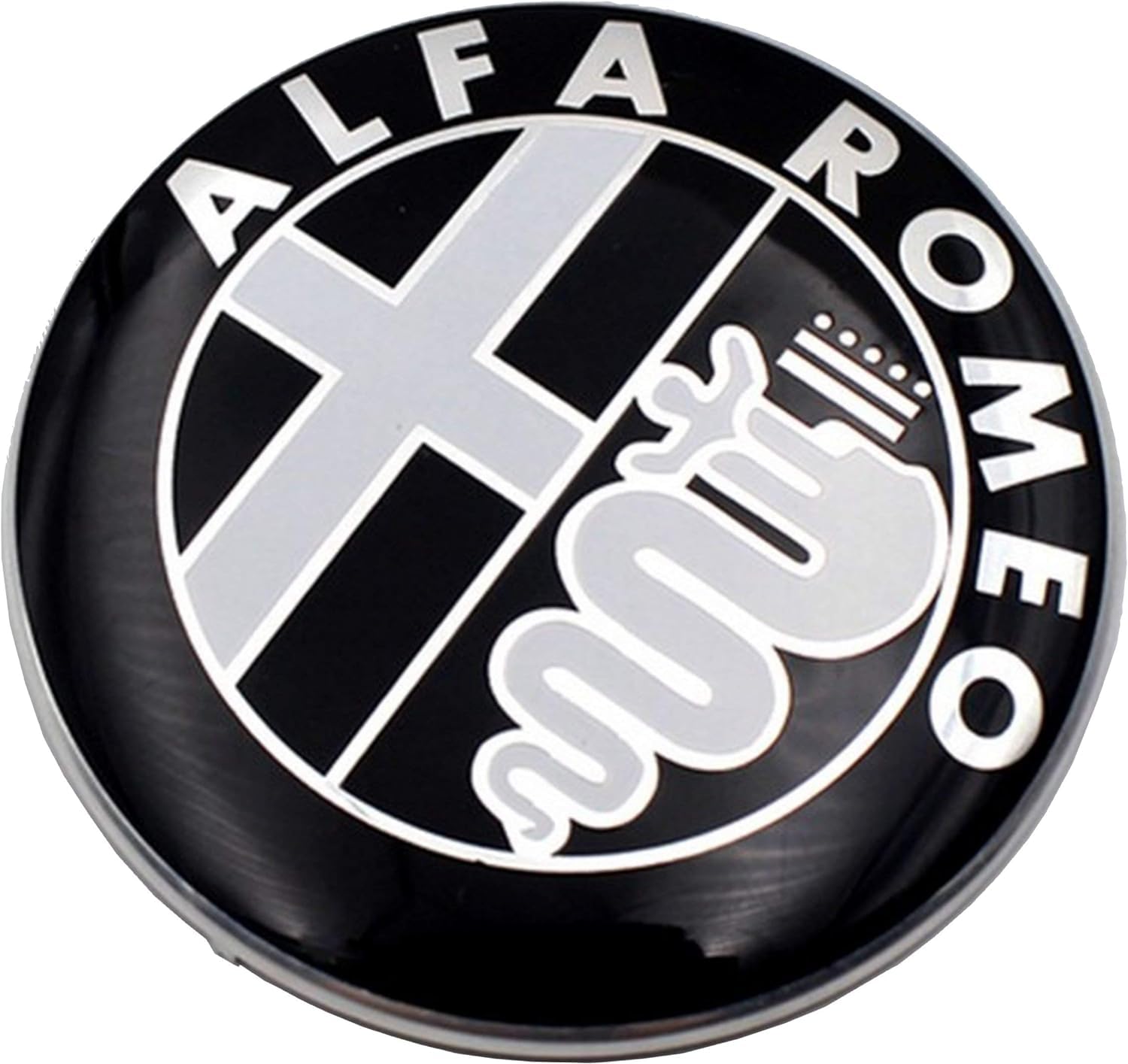 2 Embleme für Alfa Romeo Negrologo, 74 mm, My 2016, Vordere Motorhaube, Emblem Black147 159 156 Brera Mito Metal (1 Stück) von Klink