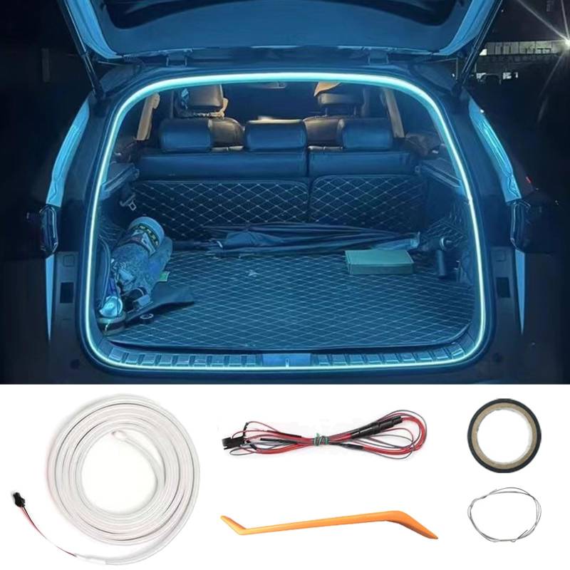 Dynamic Flowing Car Trunk Light Strip, Automatischer Sensor Tail Box Light Strip, 2 m/4 m, Signalsynchron, Universal (Blau, 2 m) von Klortecer