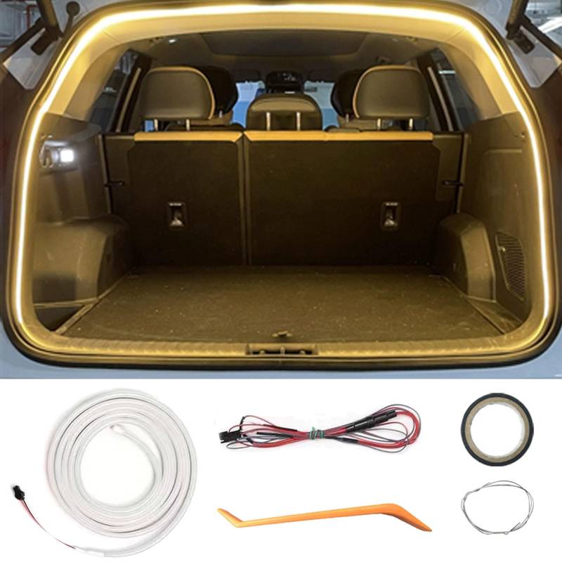 Dynamic Flowing Car Trunk Light Strip, Automatischer Sensor Tail Box Light Strip, 2 m/4 m, Signalsynchron, Universal (Gelb, 2 m) von Klortecer