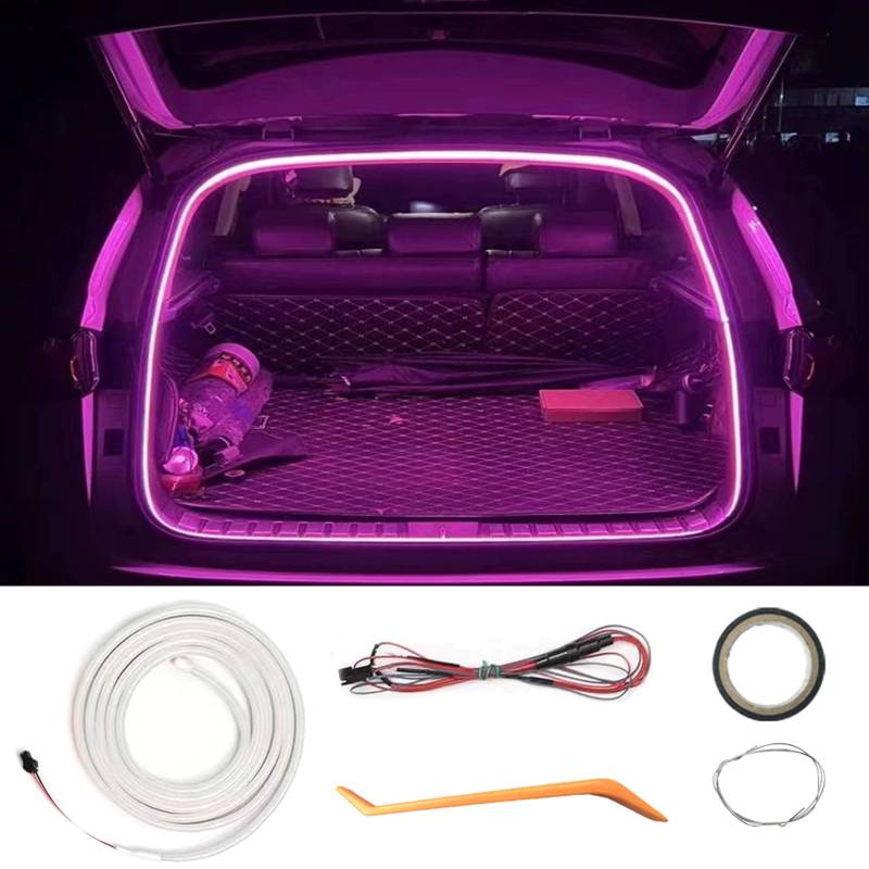 Dynamic Flowing Car Trunk Light Strip, Automatischer Sensor Tail Box Light Strip, 2 m/4 m, Signalsynchron, Universal (Lila, 4 m) von Klortecer