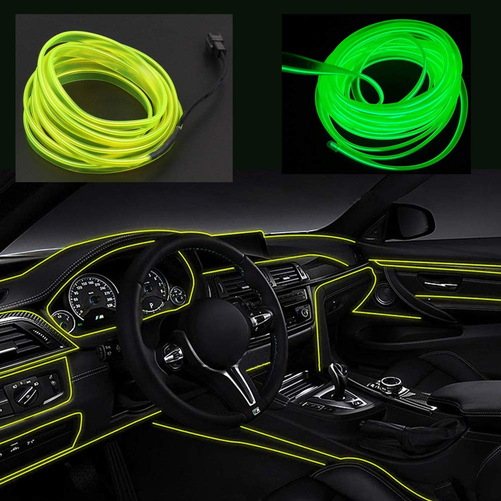 Kmruazre EL-Draht 5m/16ft Führte Flexibles Weiches Schlauch Draht Licht Neonglühen Auto Seil Streifen Licht Weihnachtsdekor Dc 12V Für Auto-Angebot 360 Grad Der Ablichtung (Leuchtendes Grün)… von Kmruazre