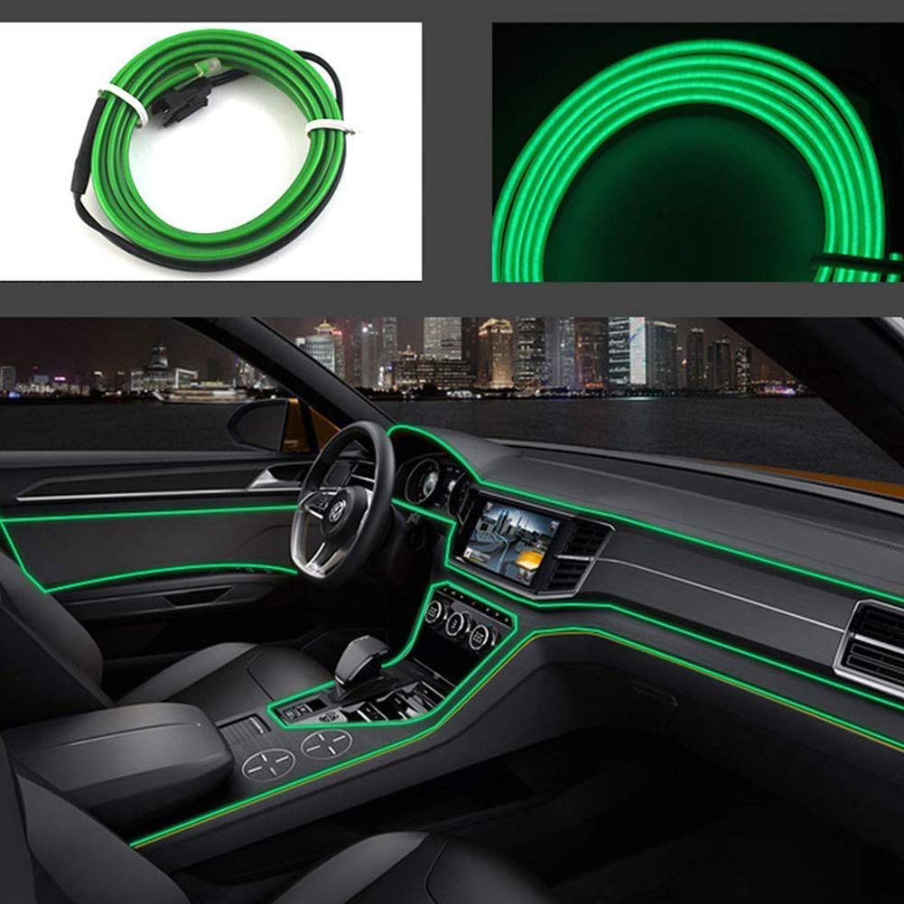 Kmruazre El Draht 5mt/16ft Neonröhre Lichter Auto Innenverkleidung Licht Streifen Erweiterte Niedrigen Stromverbrauch Design Für Innenverkleidung Lücke Dekorative (Grün) von Kmruazre