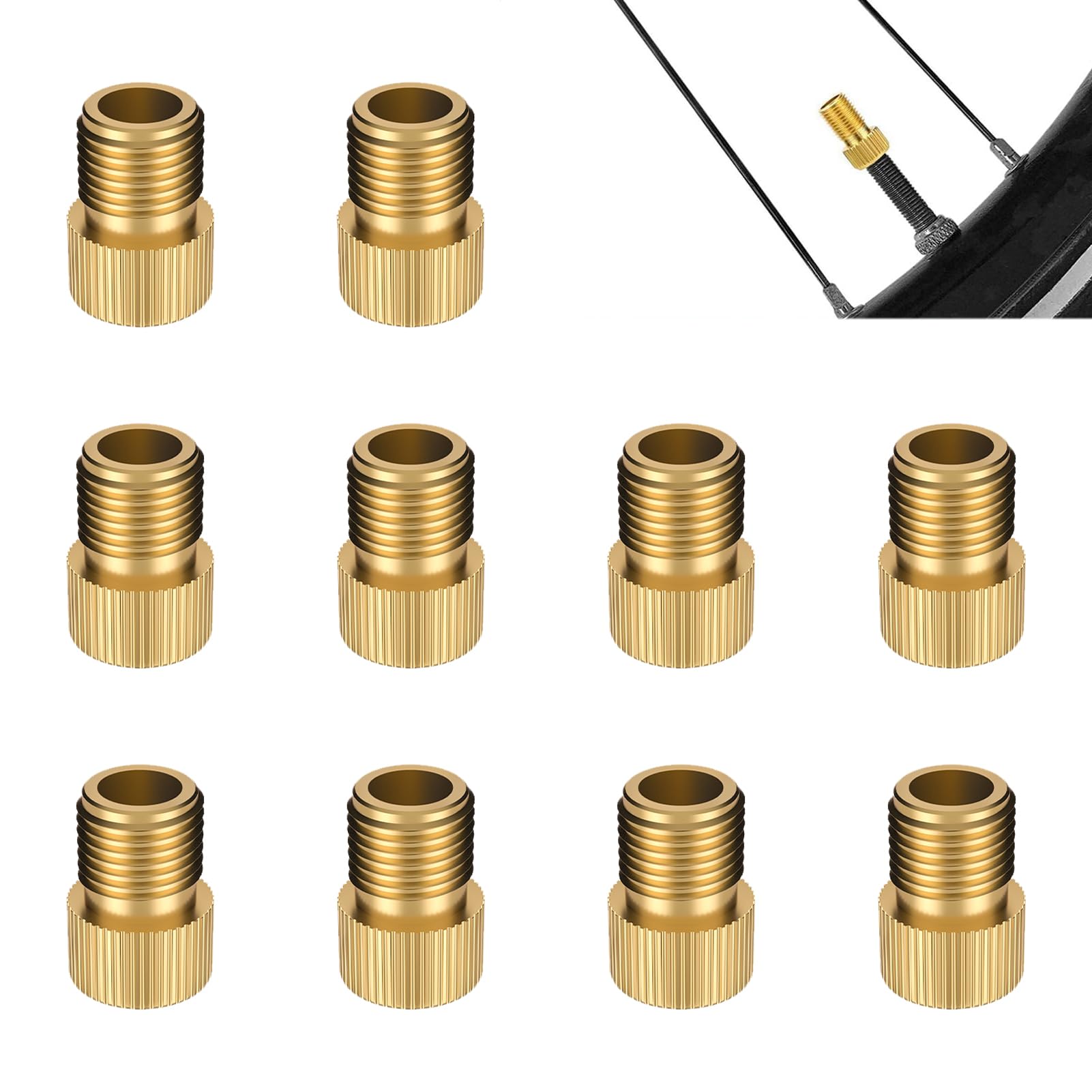 10 Stück Ventiladapter für Fahrrad, DV AV, Presta auf Schrader, Universaladapter, französischer Adapter, leicht und korrosionsbeständig, für Mountainbike, Fahrrad, Dreirad, Pumpe oder Kompressor 10 Stück Ventiladapter für Fahrrad, DV AV, Presta auf Schrader, Universaladapter, französischer Adapter, leicht und korrosionsbeständig, für Mountainbike, Fahrrad, Dreirad, Pumpe oder Kompressor von Kmuqshy