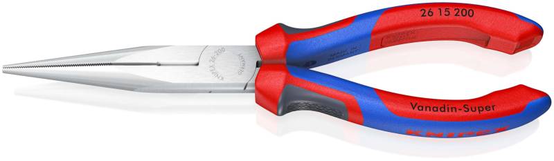 KNIPEX 26 15 200 Flachrundzange mit Schneide (Storchschnabelzange) mit Comfort-Griffen verchromt 200 mm von Knipex