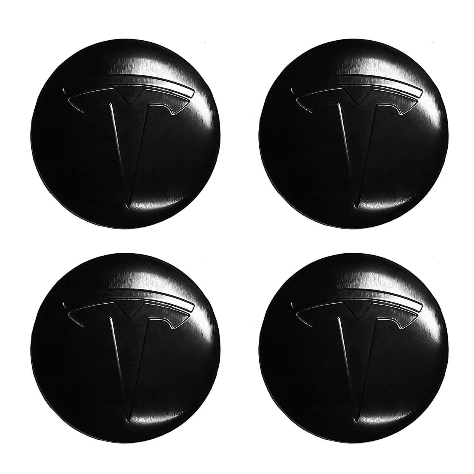 Knomix 4 Stück Aluminium wasserdichte Radabdeckung Center Emblem Aufkleber für Tesla Model 3 Model Y 56 mm Radkappen Felgenabdeckung (glänzendes Schwarz) von Knomix