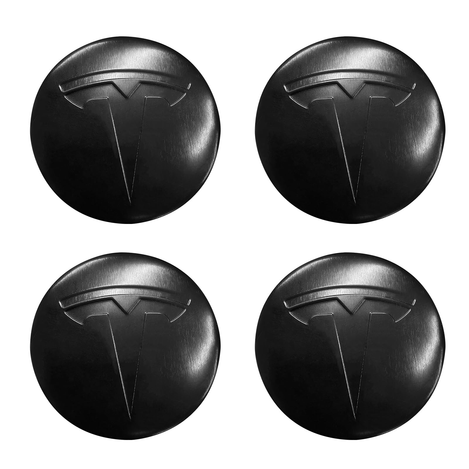 Knomix 4 Stück Aluminium wasserdichte Radabdeckung Center Emblem Aufkleber für Tesla Model 3 Model Y 56 mm Radkappen Felgenabdeckung (mattschwarz) von Knomix