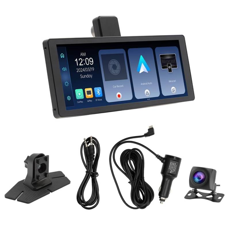Knoruley 10,26-Auto-Touchscreen, Carplay Android Auto mit Rückfahrkamera, 4K/1080P-Dashcam für Vorn und Hinten, Mirror Link, WLAN von Knoruley