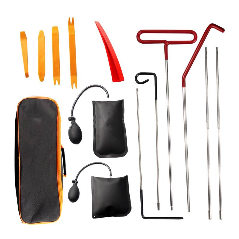 Knoruley 14 StüCk Auto TüR ÖFfnen Freischalten Werkzeug Kit Aussperren Sperren Notfall Keile Luft Pumpe Universal Notfall Kit für Fahrzeuge von Knoruley