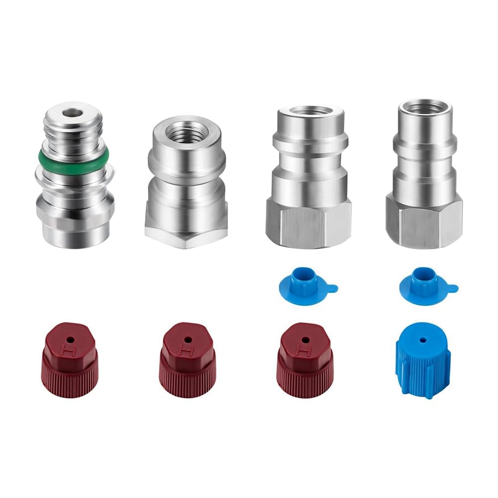Knoruley 4 Stück VA-LH11 A/C R-12 auf R-134a Nachrüst-Konvertierungsadapter für 1/4 SAE-Gewinde Low-High-Side-Konvertierung Knoruley 4 Stück VA-LH11 A/C R-12 auf R-134a Nachrüst-Konvertierungsadapter für 1/4 SAE-Gewinde Low-High-Side-Konvertierung von Knoruley