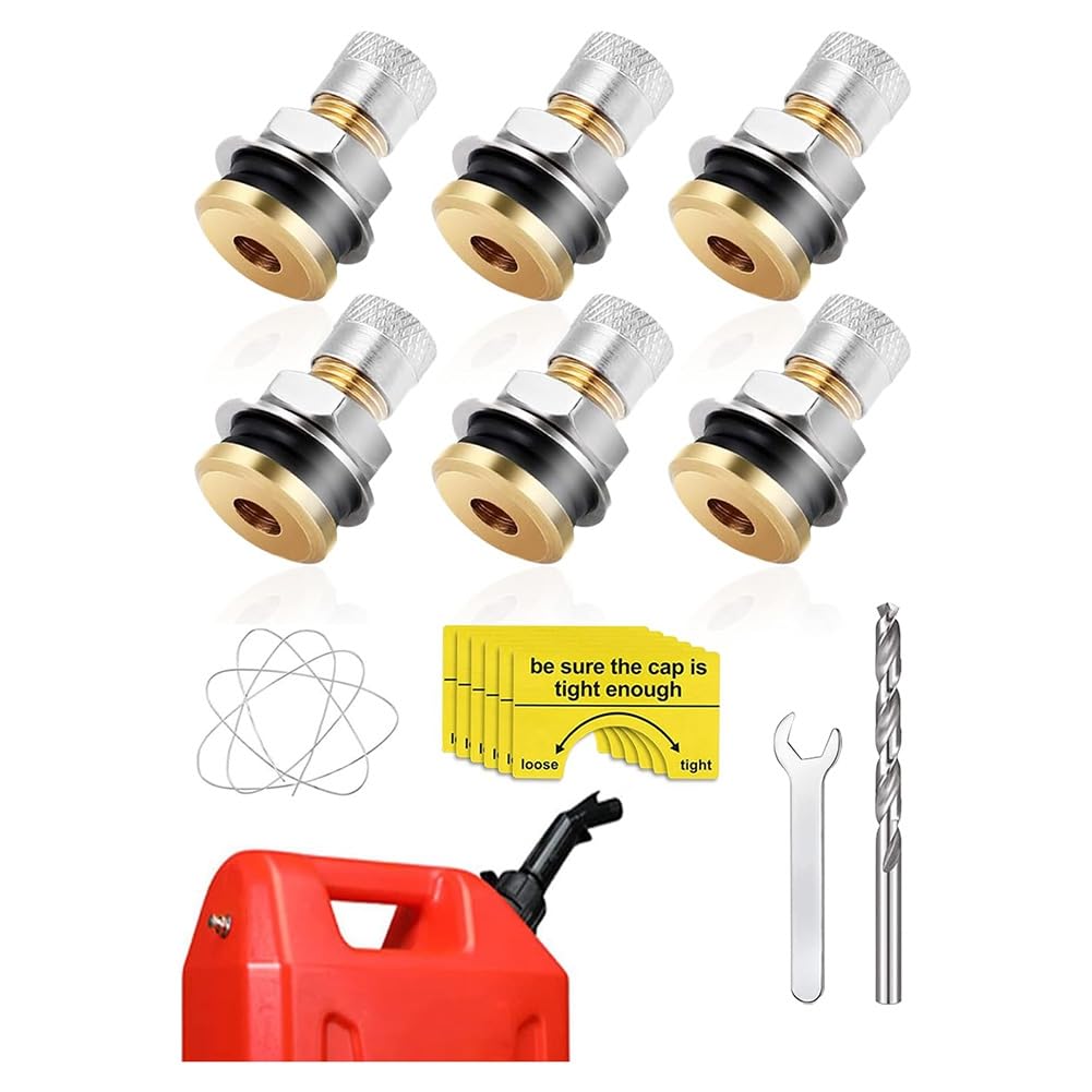 Knoruley 6er-Pack Entlüftungskappen für Kraftstofftanks, Auslaufsichere Entlüftungskappen für Gaskanister Verbessern Den Durchfluss, Entlüftungskappen-Set für Metall-Benzinkanister Knoruley 6er-Pack Entlüftungskappen für Kraftstofftanks, Auslaufsichere Entlüftungskappen für Gaskanister Verbessern Den Durchfluss, Entlüftungskappen-Set für Metall-Benzinkanister von Knoruley