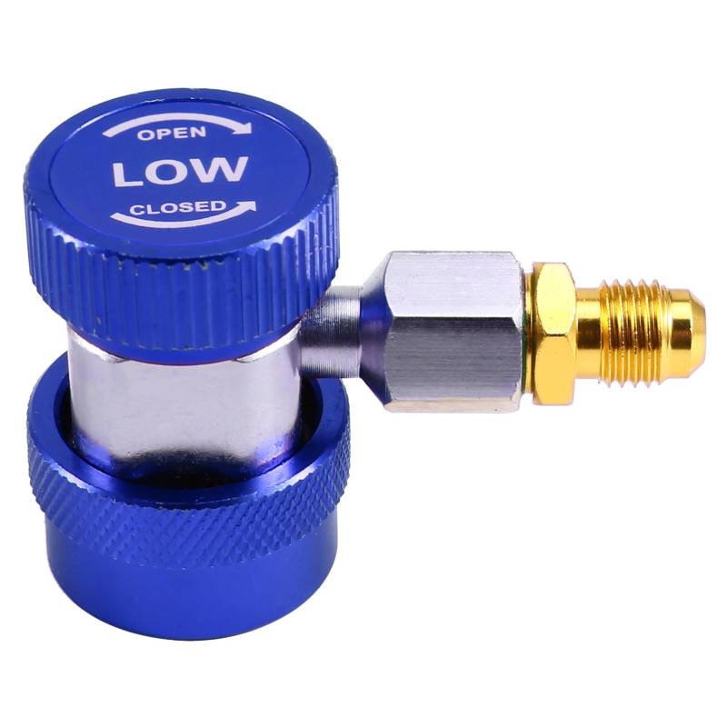 Knoruley Auto-Klimaanlagen-Fluoridumwandler - Einstellbarer R134a-Schnellanschluss R134A-Klimaanlagen-Fluoridumwandler-Schnellkupplung-Adapter Kältemittel-Messgerät-Schnellanschluss Blau von Knoruley