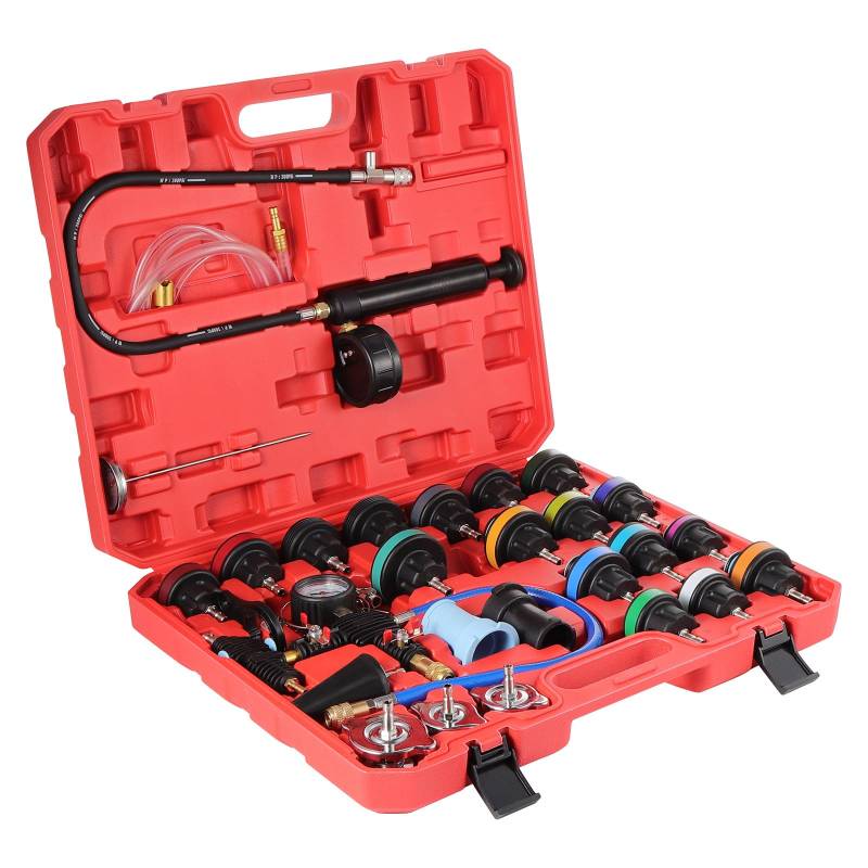 Knpwer 28 TLG Kühlsystemtester Kühlerabdrückgerät,Kühler Druck Prüfung,Abdrückgerät Kühlsystem,Kühlsystem Abdrückgerät Tester, Kühlsystem Abdrück Satz,Tester abdrücken von Knpwer