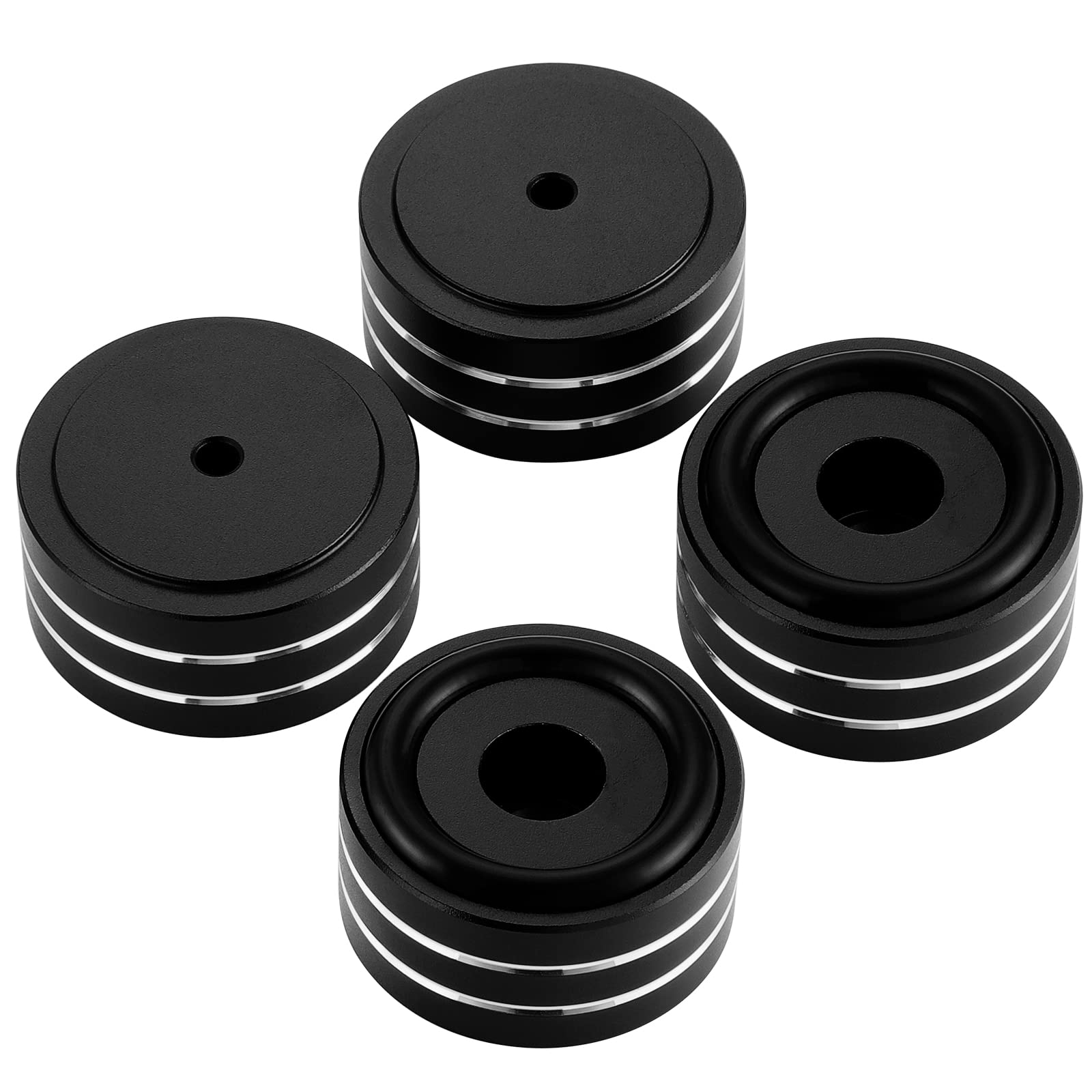 Knpwer 4 Stück Aluminium Lautsprecher Lsolationsfüße für HiFi-Plattenspieler,40 x 20mm Lautsprecher-Stoßdämpferfüße (Schwarz) (Black) von Knpwer