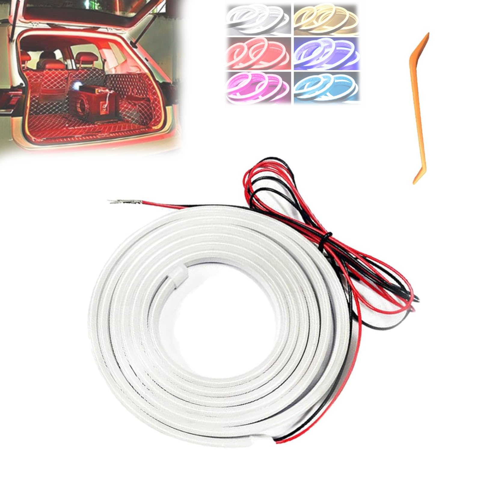 Dynamic Flowing Car Trunk Light Strip, 2m/4m Auto On/Off Dynamic Car Hood LED Strip, Universal Car Trunk Atmosphere Light, Waterproof & Cut-to-Fit, for Cars, Suvs, Trucks (Red, 4m) von Knubbuf