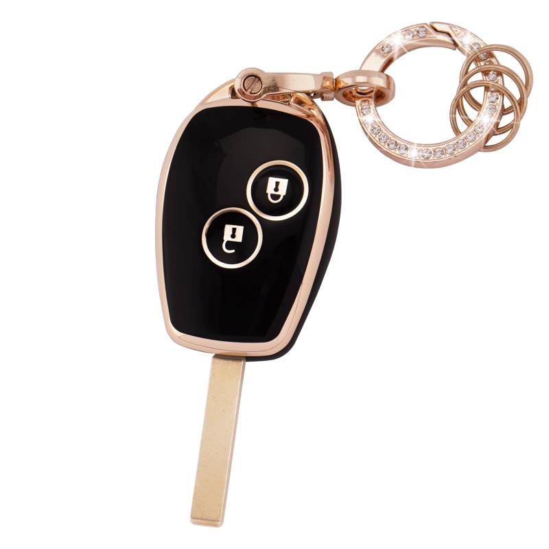 Koaudb Autoschlüssel Hülle Cover Passt für Renault Clio Kangoo Megane Laguna Modus Dacia Twingo Kangoo 2 Tasten Schlüsseletui TPU Schlüsselhülle mit Schlüsselanhänger (R-Rnl-2R-B) von Koaudb