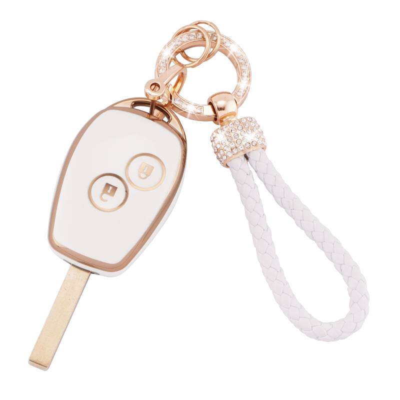 Koaudb Autoschlüssel Hülle Cover Passt für Clio Kangoo Megane Laguna Modus Dacia Twingo Kangoo 2 Tasten Schlüsseletui TPU Schlüsselhülle mit Schlüsselanhänger (Rnl-2R) von Koaudb