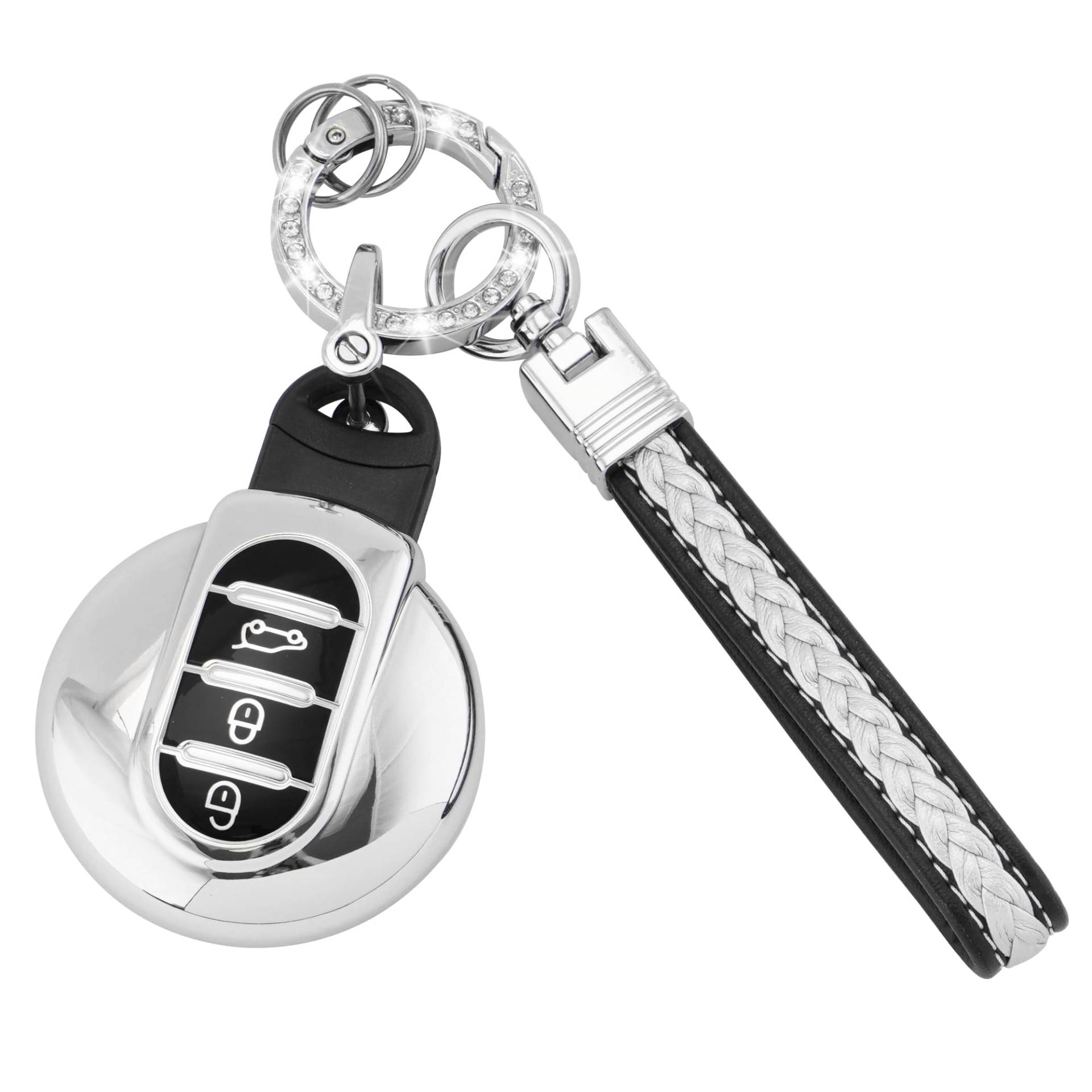 Koaudb Autoschlüssel-Hülle für BMW Mini Cooper, weiches TPU-Smart-Schlüsselgehäuse mit Schlüsselband, passend für BMW Mini Cooper F54 Clubman F55 F56 F57 F60 Countryman (CL-Mn-3-S) von Koaudb