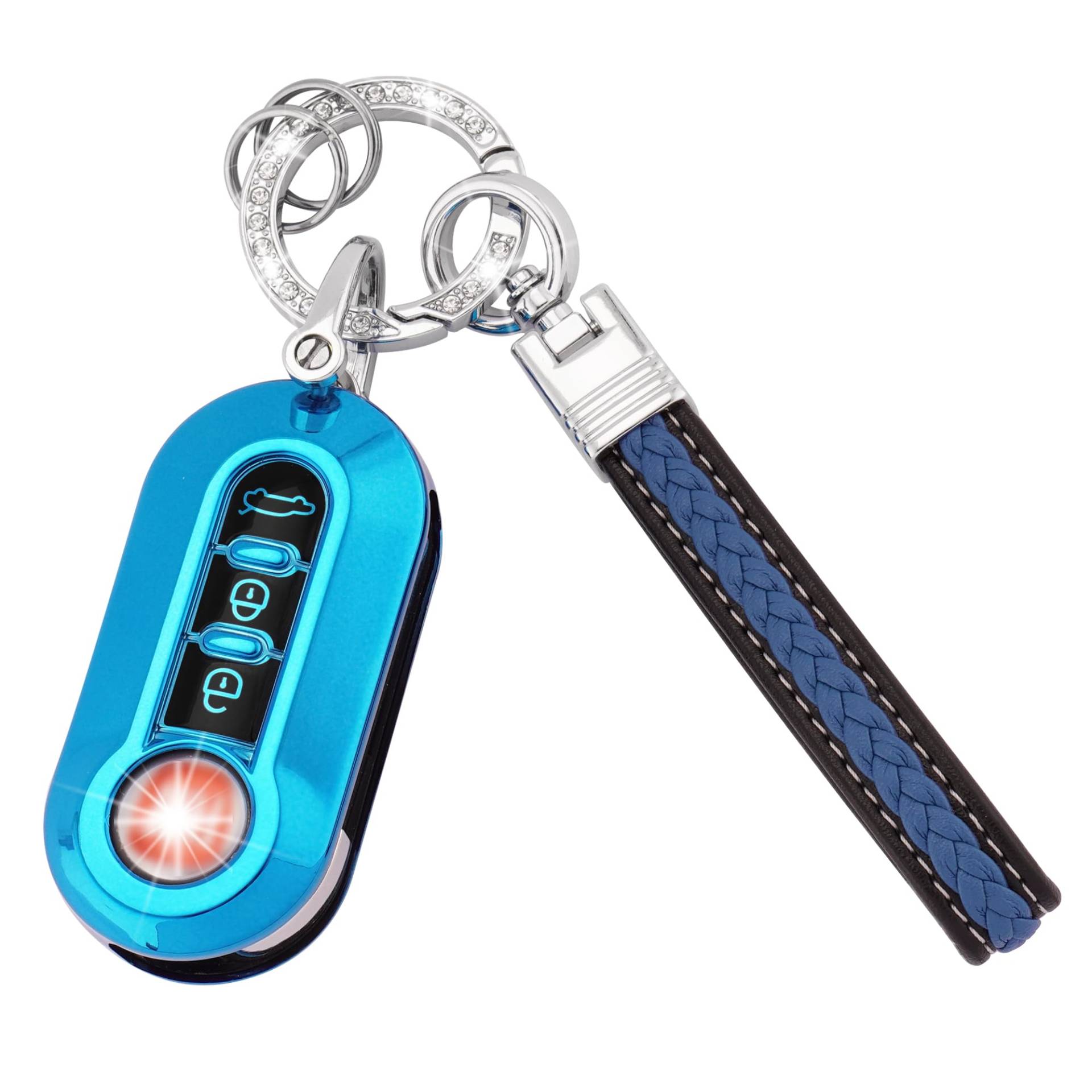 Koaudb TPU Autoschlüssel Hülle Hüllen Keychain Kompatibel mit Fiat 3 Tasten 500 500L Brava Bravo Doblo Ducato Fiorino Punto Panda Palio Qubo Scudo Sedici Stilo Lancia (CL-Fia-E) von Koaudb