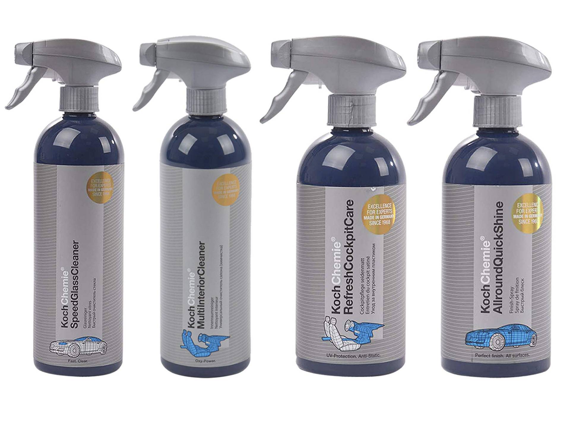 4-tlg. Koch Chemie Auto-Pflege-SET Innenraumreiniger Quick-Shine Cockpitpflege von Koch Chemie