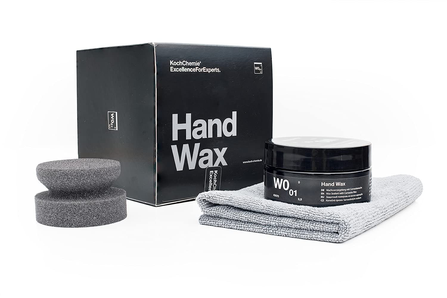 Koch Chemie Hand Wax W0.01 Set Wachsversiegelung 175 ml Schwamm Microfasertuch von Koch Chemie