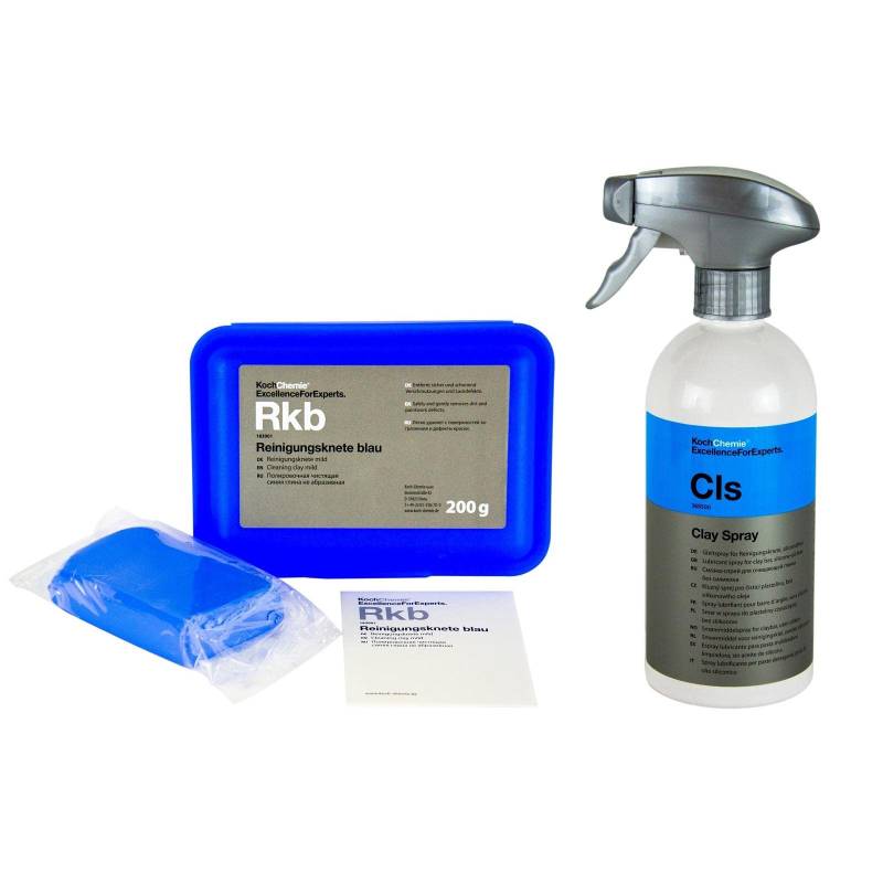 Koch Chemie Reinigungsknete blau mild 200 g & CLS Clay Spray Gleitspray 500 ml von KOCHCHEMIE