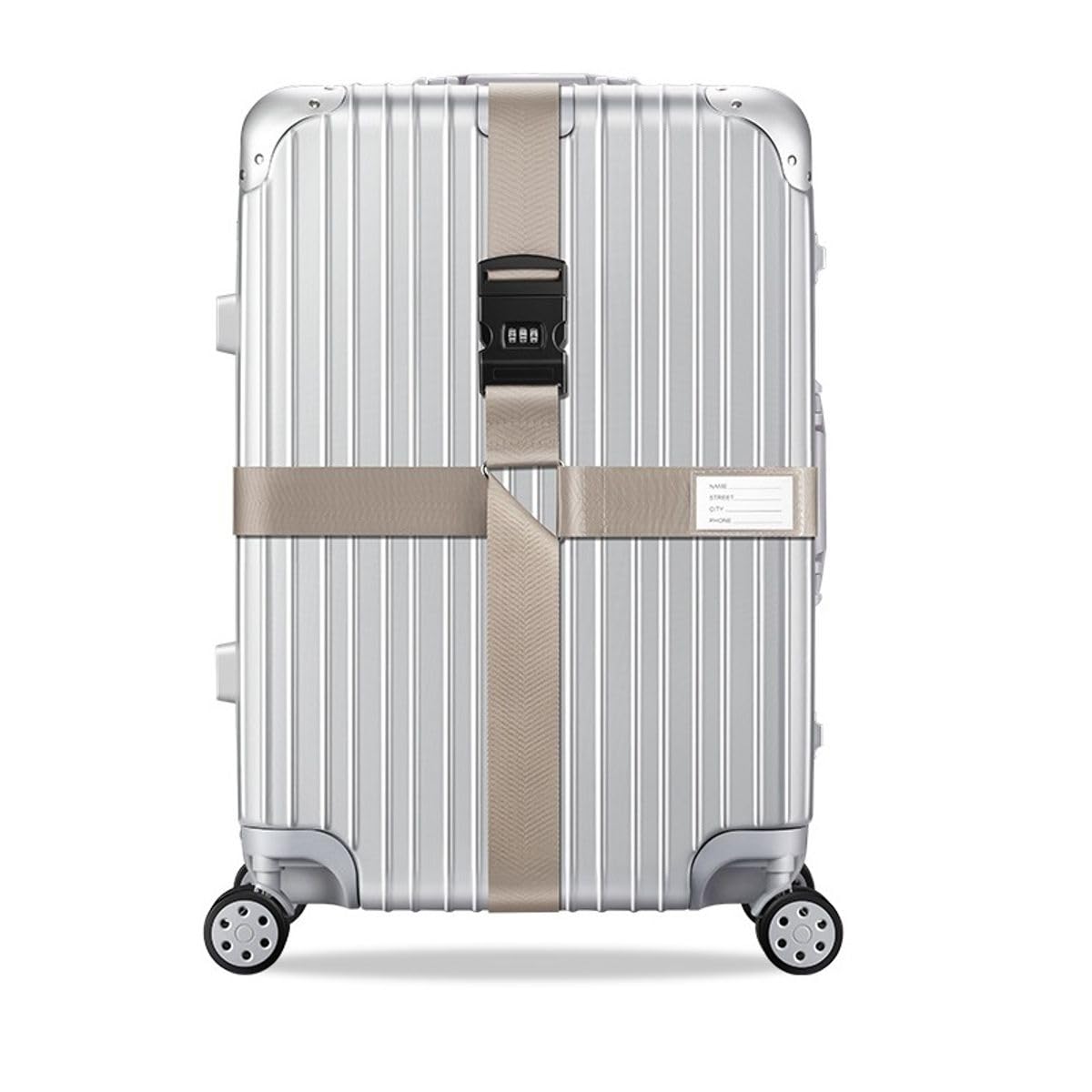 König Design Koffergurt - Zahlenschloss - Verstellbar und Beige - Inklusive Namensschild - Kofferband für Flugreise - Gepäckgurt Kofferband Zubehör König Design Koffergurt - Zahlenschloss - Verstellbar und Beige - Inklusive Namensschild - Kofferband für Flugreise - Gepäckgurt Kofferband Zubehör von König Design