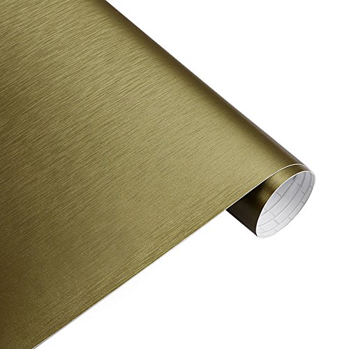 Könighaus (11,18€/m2) Gebürstetes Alu Gold Folie 100 x 152 cm blasenfrei mit Anleitung (Autofolie) von Könighaus