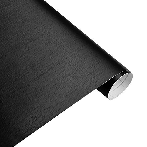 Könighaus (11,18€/m2) Gebürstetes Alu Schwarz Folie 100 x 152 cm blasenfrei mit Anleitung (Autofolie) von Könighaus