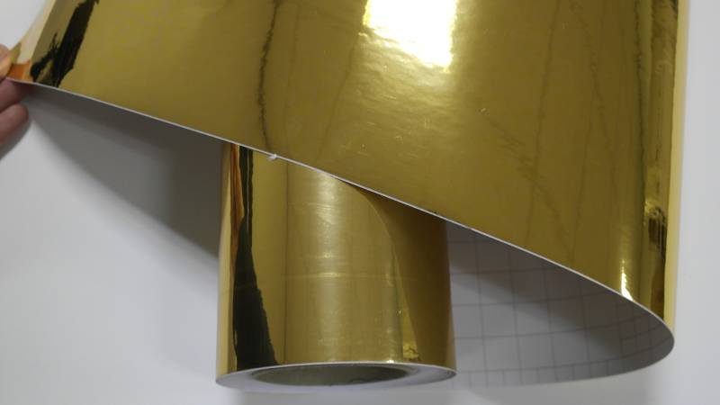 Könighaus (15,13€/m2) Chrome Gold Folie 100 x 152 cm blasenfrei mit Anleitung (Autofolie) von Könighaus
