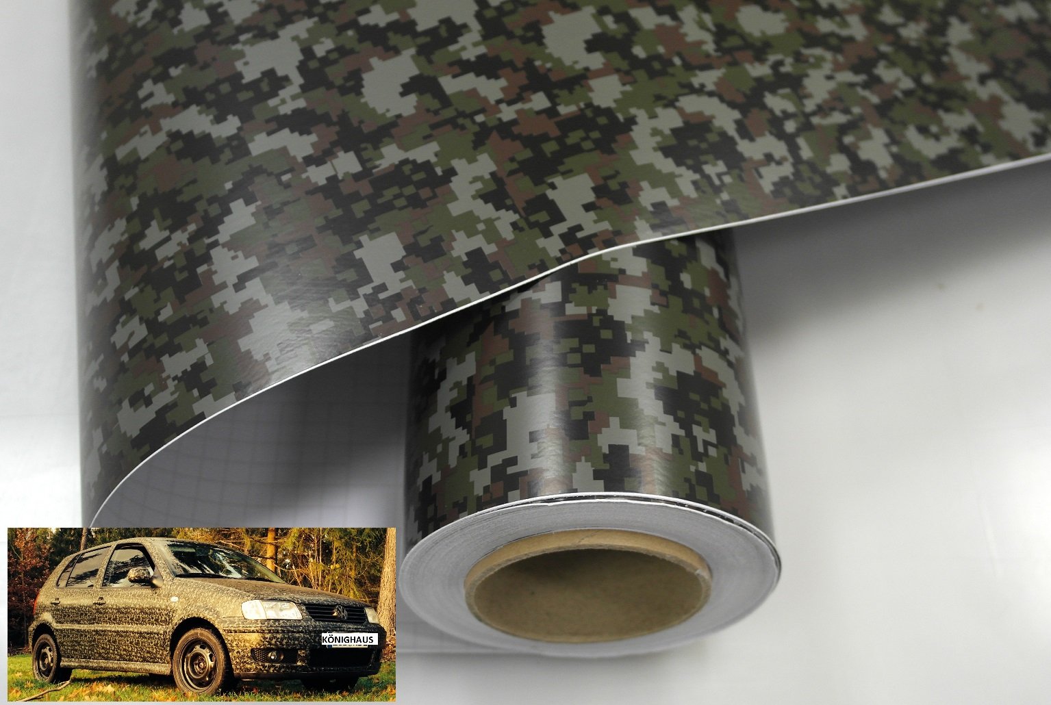 Könighaus (15,13€/m2) Woodland Digital Camo 100 x 152 cm blasenfrei mit Anleitung (Camouflage Autofolie) von Könighaus