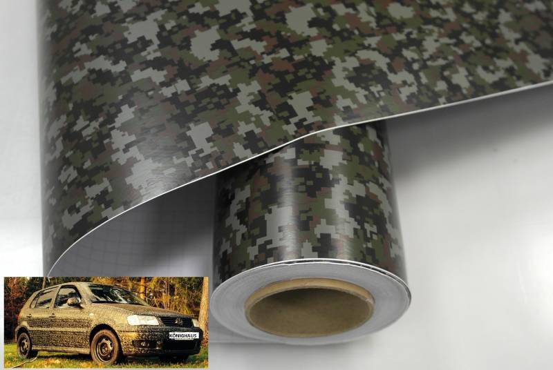 Könighaus (15,13€/m2) Woodland Digital Camo 100 x 152 cm blasenfrei mit Anleitung (Camouflage Autofolie) von Könighaus