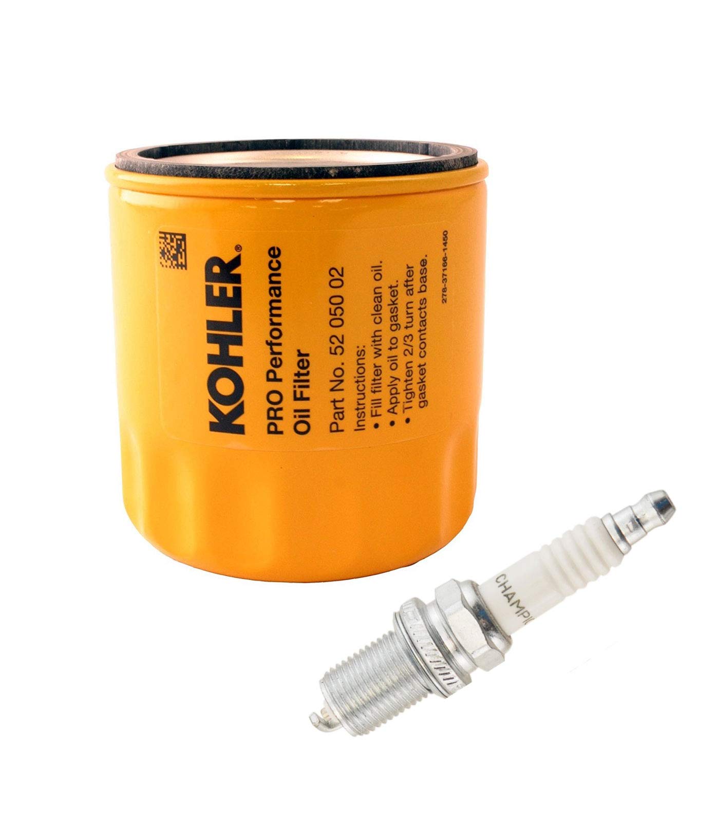Kohler 52 050 02-S Engine Oil Filter Extra Capacity and Champion RC12YC Spark Plug For CH11 - CH15, CV11 - CV22, M18 - M20, MV16 - MV20 And K582 von Kohler