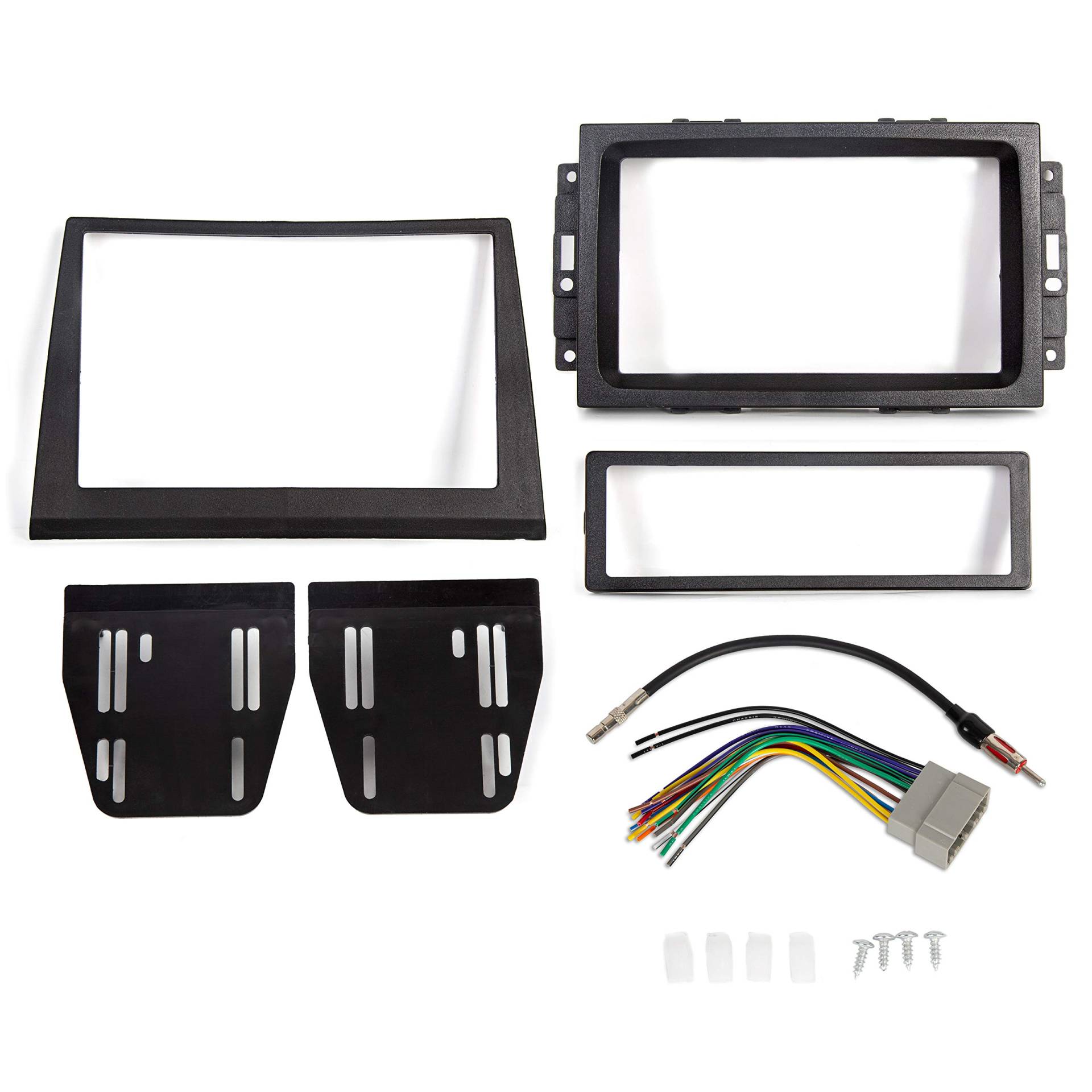 Kojem Doppel-DIN-Armaturenbrett-Set, kompatibel mit Jeep Commander Center Armaturenbrettabdeckung, Blende, Kabelbaum, Radio, Armaturenbrett, Installationsset von Kojem